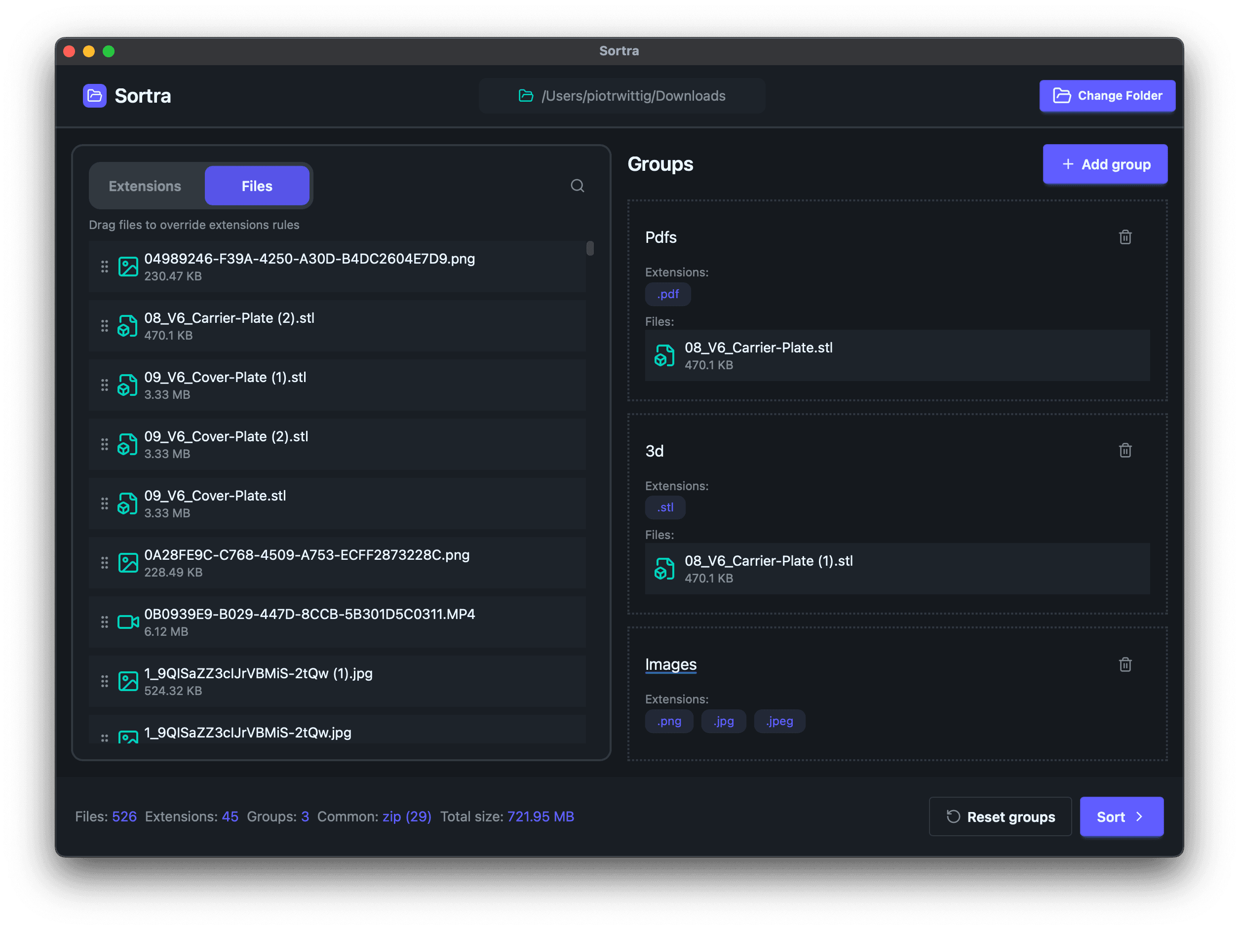 Screenshot of the app