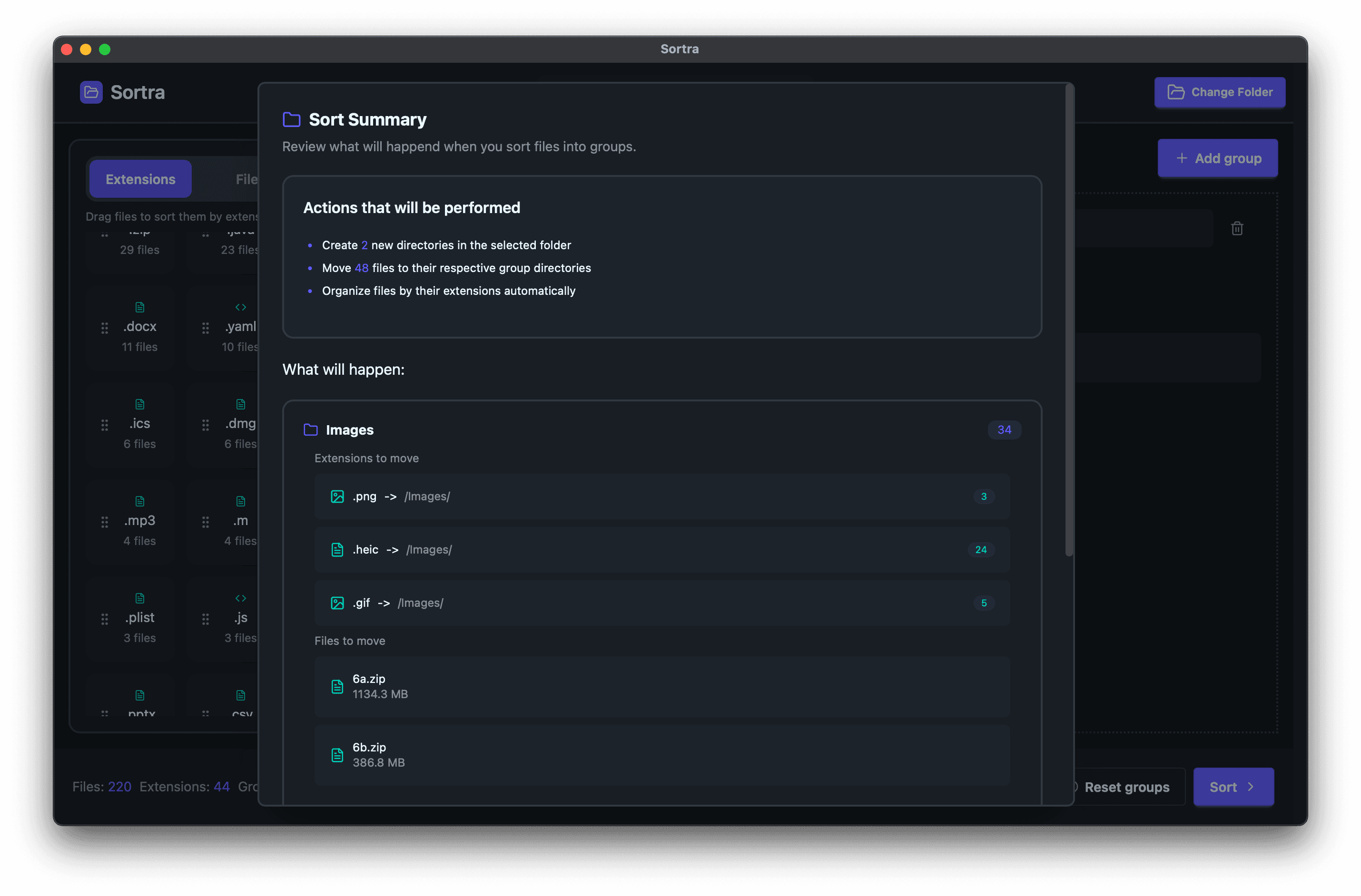 Screenshot of the app